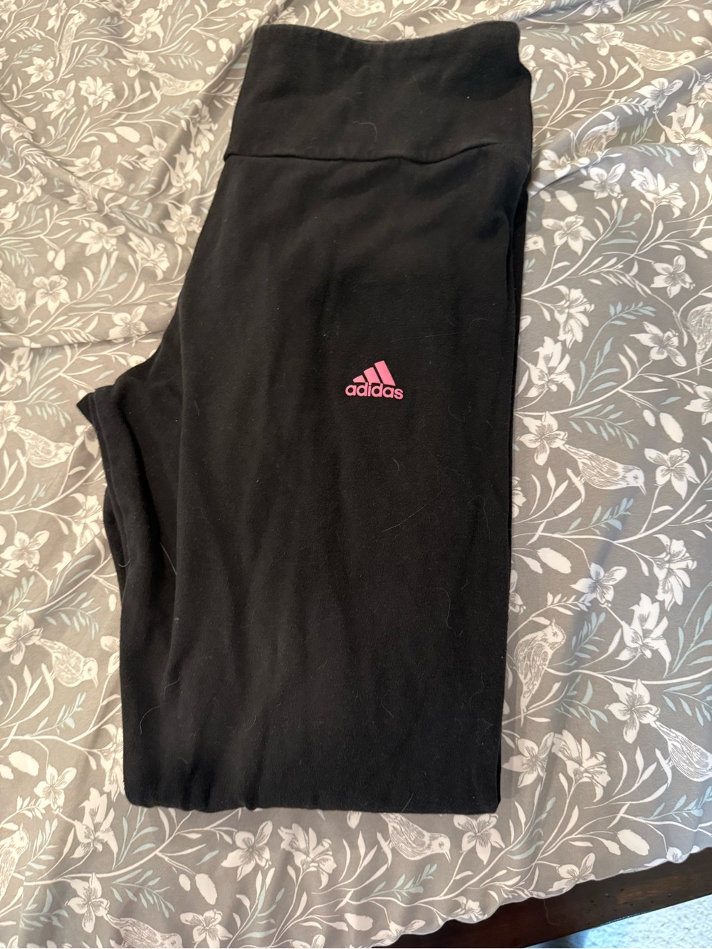 Adidas womens Black Leggings with Pink Logo